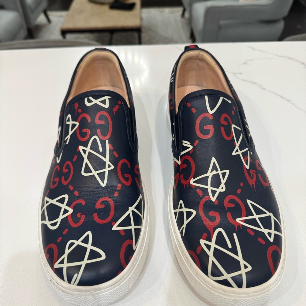 SOLD! GucciGhost Men's Navy Slip-On Shoes